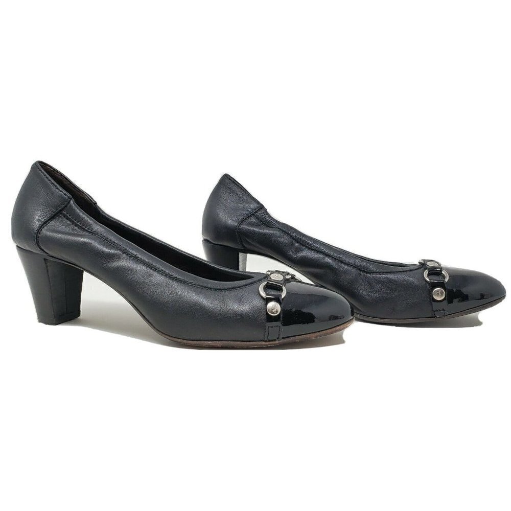 Attilio Giusti Leombruni AGL Black Cap Toe Heels
